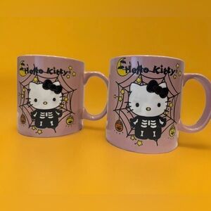 New Sanrio Hello Kitty Skeleton & Pink Spiderweb Halloween Mugs – Set of 2